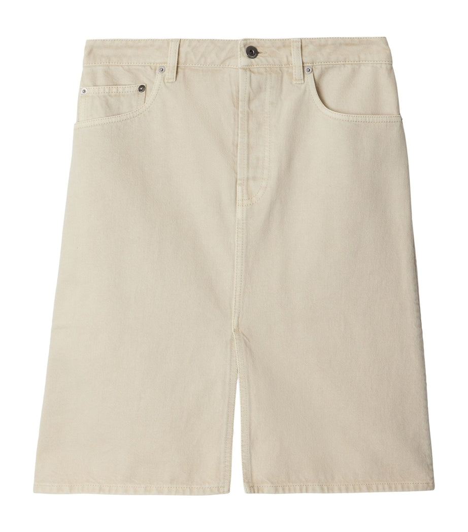 Ivory Mini Denim Skirt