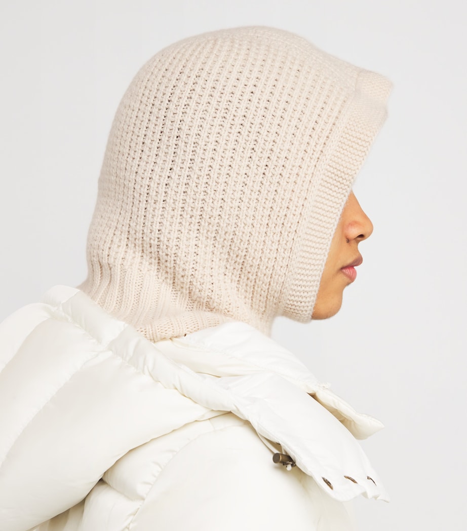 Beige Cashmere Waffle-Stitch Hood