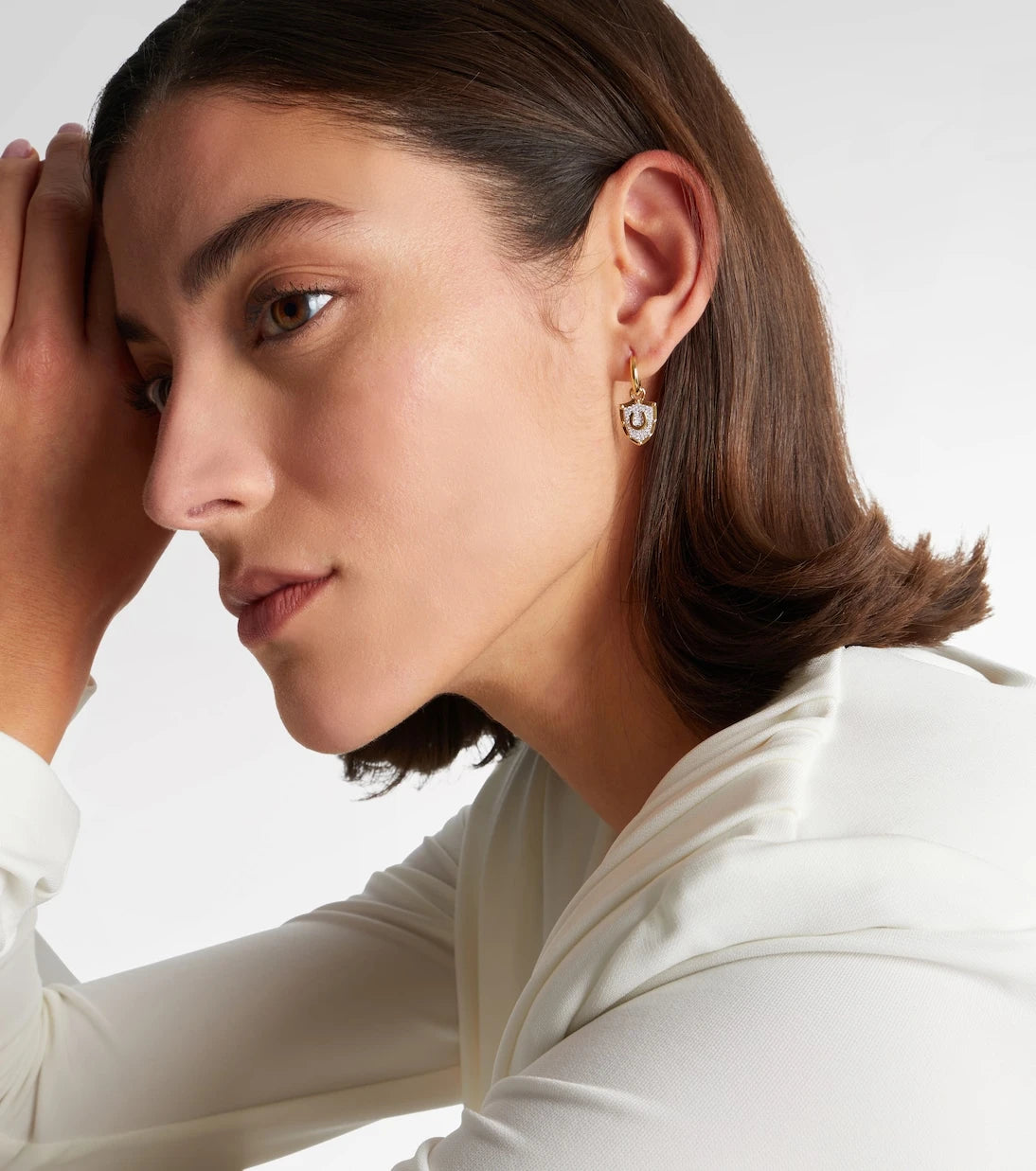 FoundRae - Protection Petite Chubby 18kt gold hoop earring with diamonds