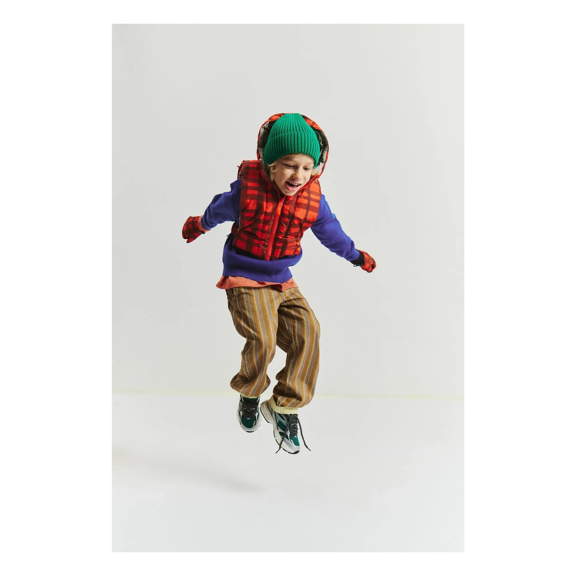 Fudoon - Exclusivité Fudoon X Smallable - Reversible Carreaux Hooded Coat | Orange
