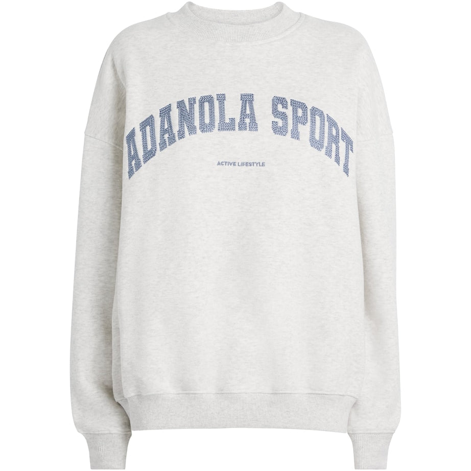 Adanola Grey Organic Cotton Varsity Chainstitch Sweatshirt