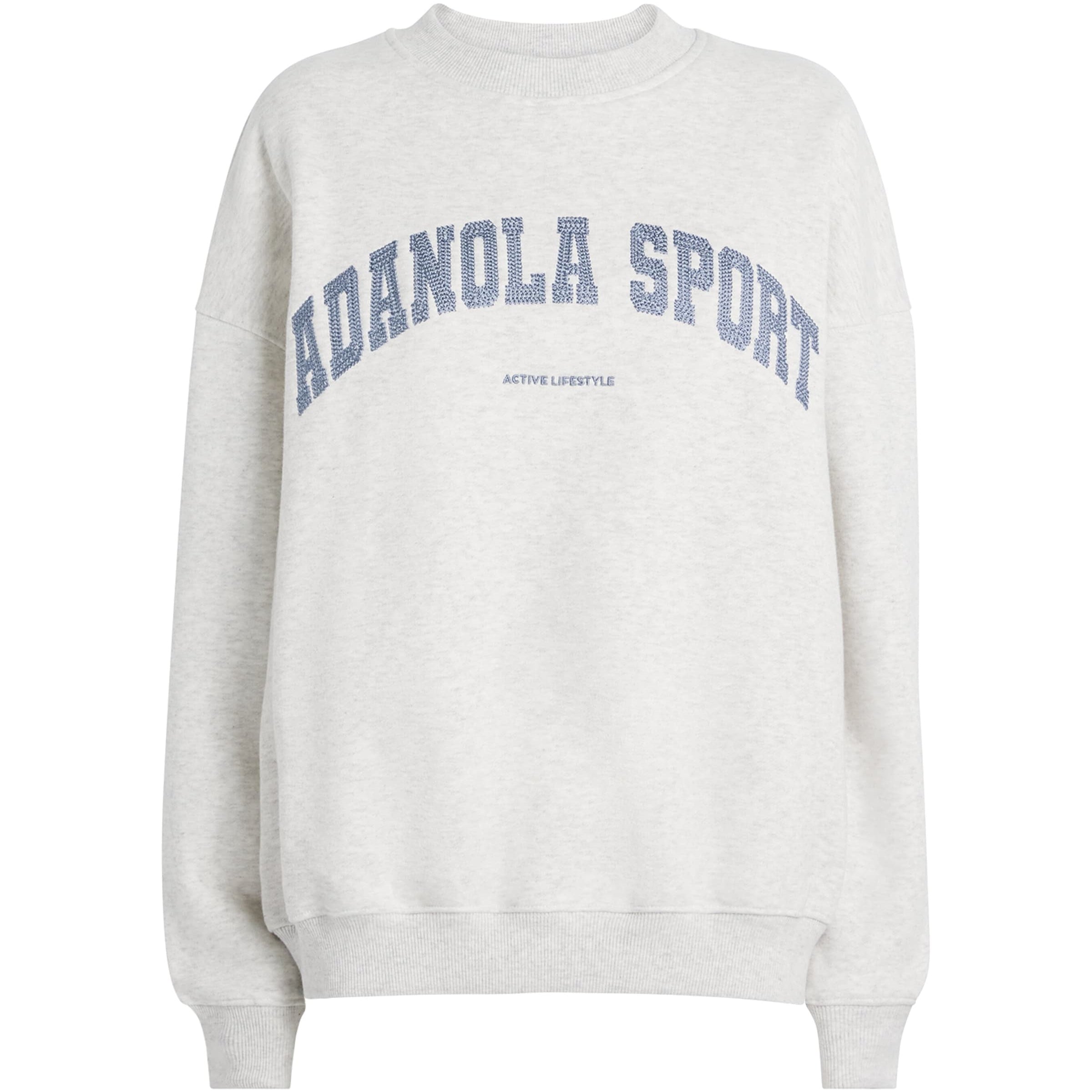 Adanola Grey Organic Cotton Varsity Chainstitch Sweatshirt