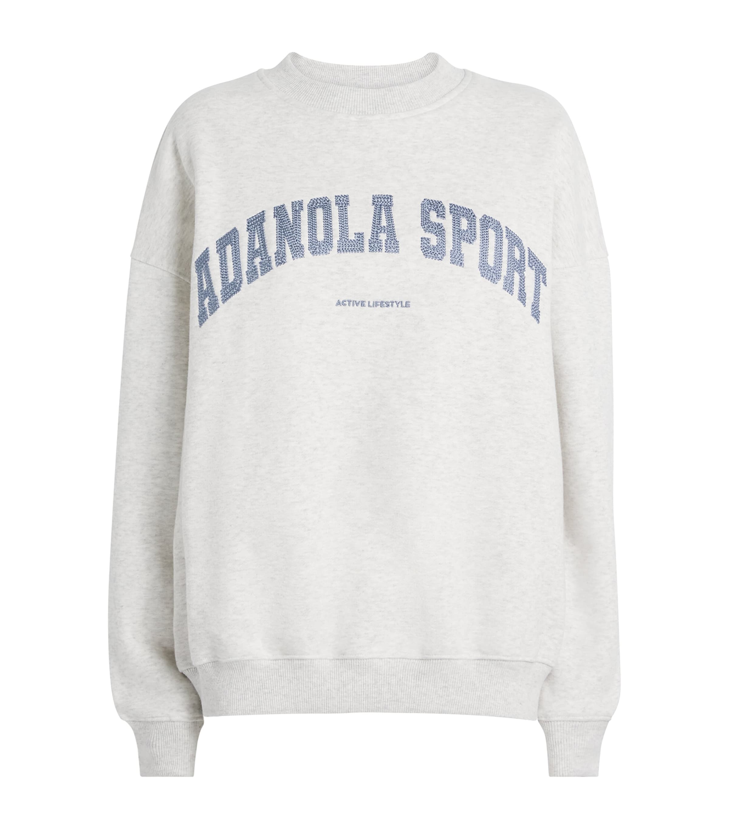 Adanola Grey Organic Cotton Varsity Chainstitch Sweatshirt