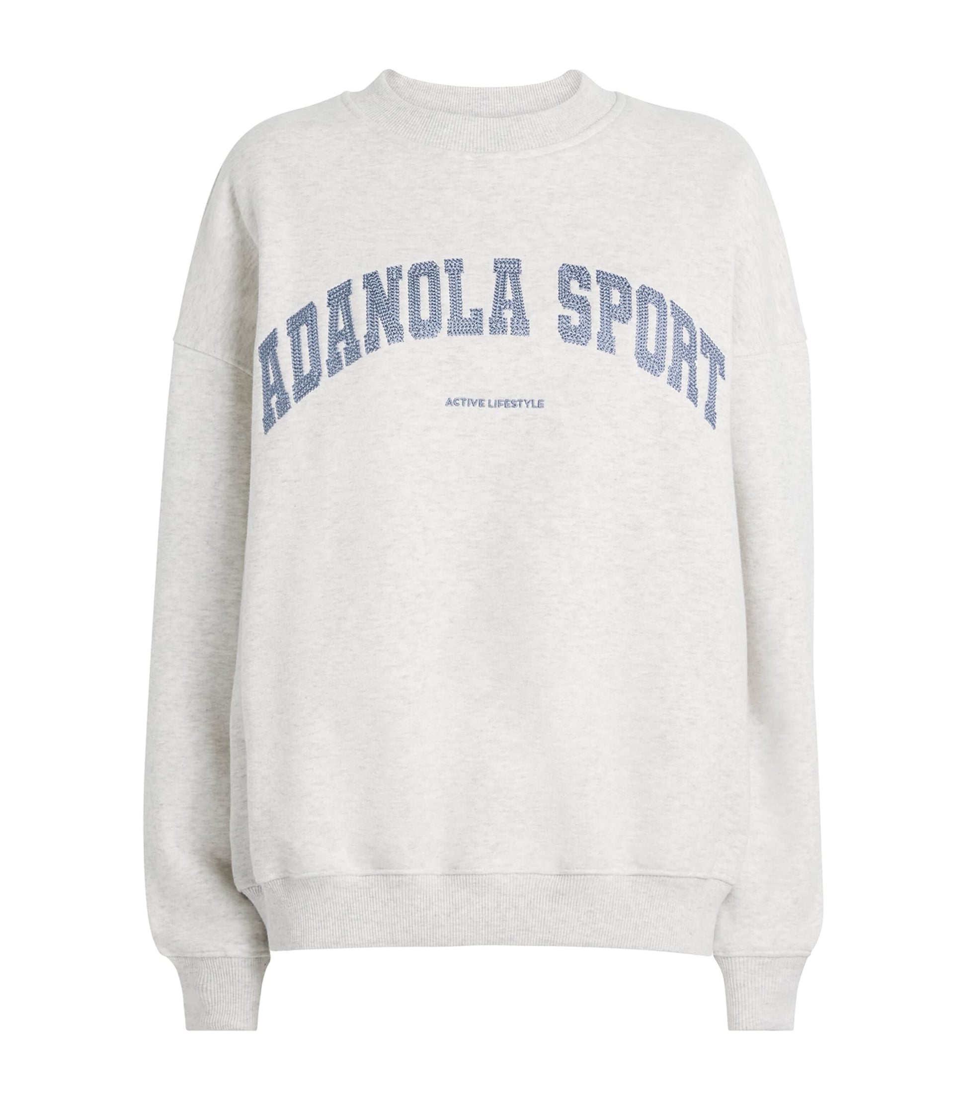 Adanola Grey Organic Cotton Varsity Chainstitch Sweatshirt