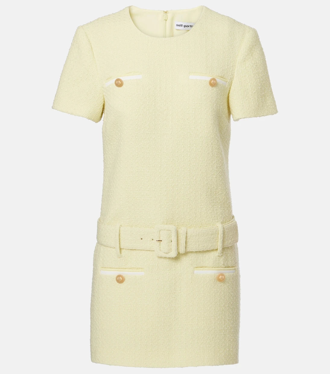 Self-Portrait - Belted bouclé minidress