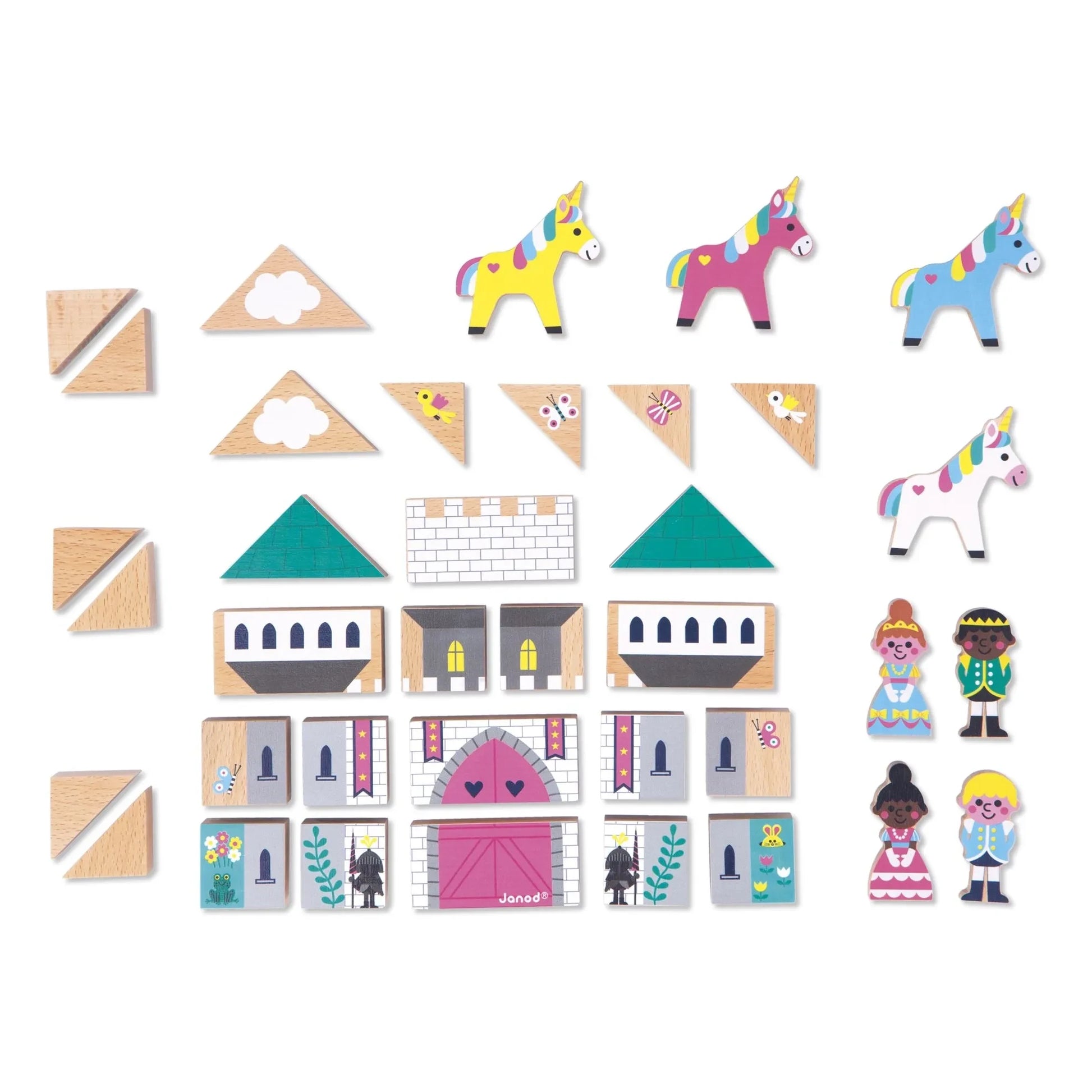 Janod - Enchanted Kingdom wooden blocks set - Cross Roads