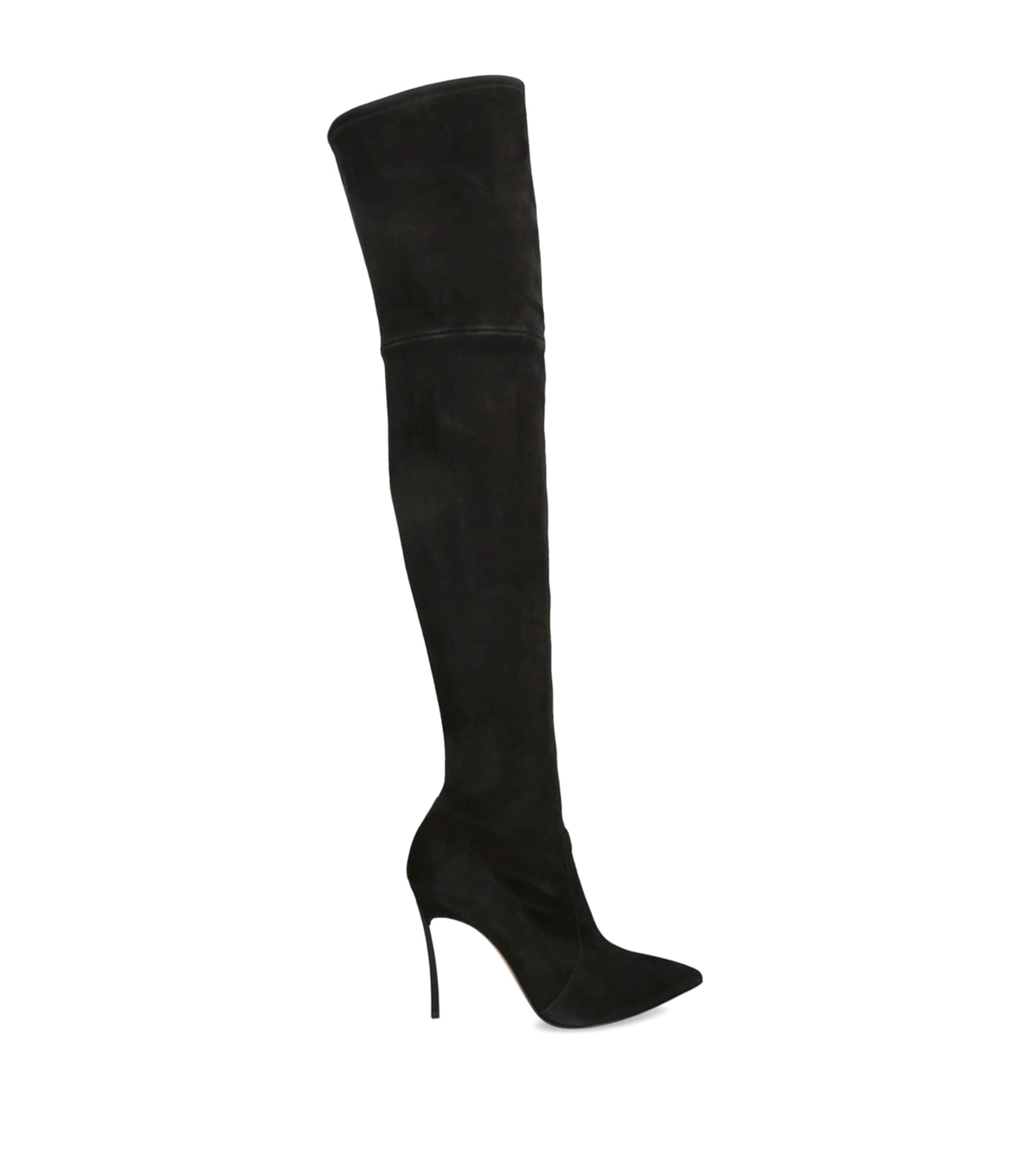 Casadei Black Suede Blade Over-The-Knee Boots 100