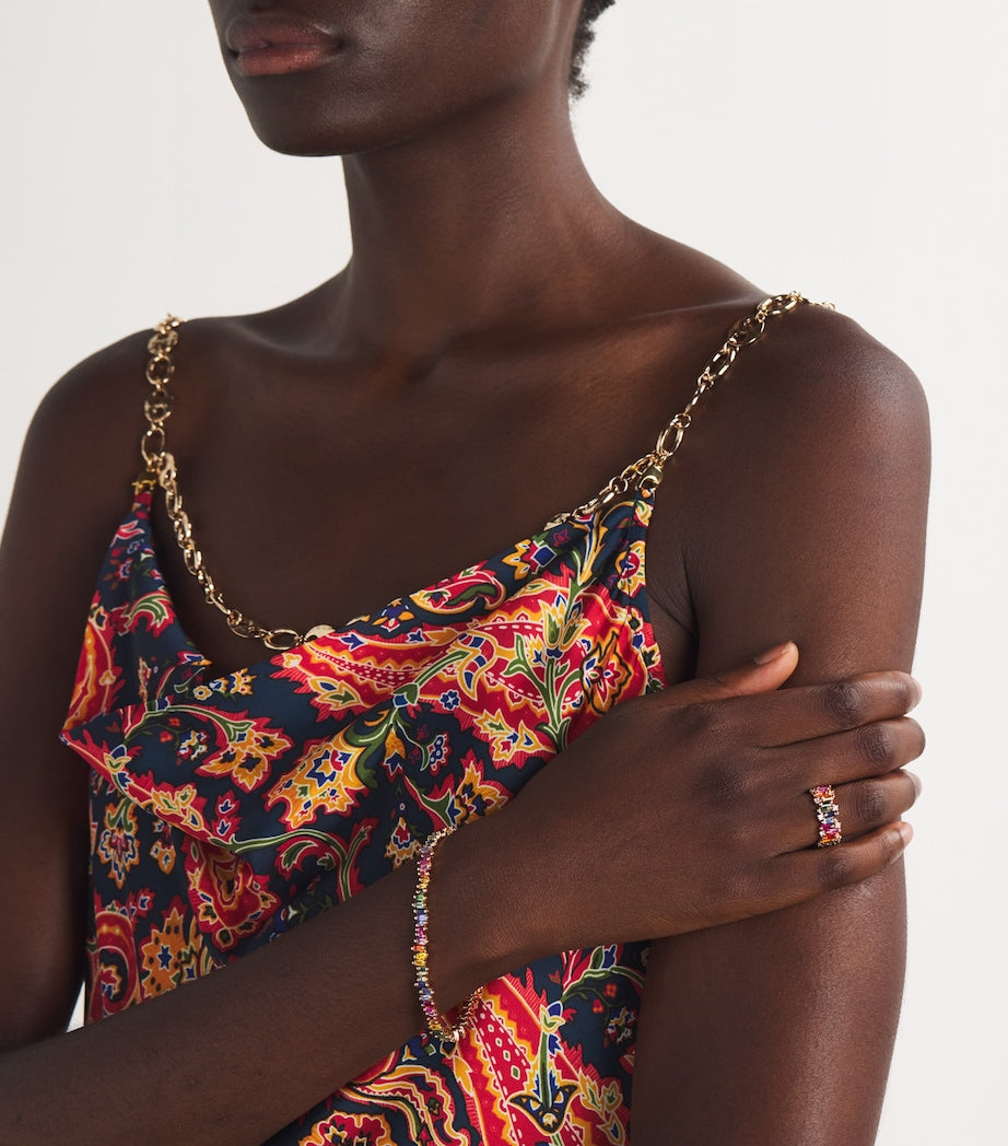 Rose Gold and Rainbow Sapphire Bold Tennis Bracelet