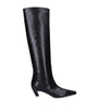 Khaite Black Leather Davis Knee-High Boots 40