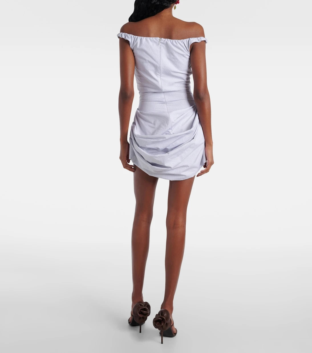 Magda Butrym - Striped draped cotton poplin bustier dress