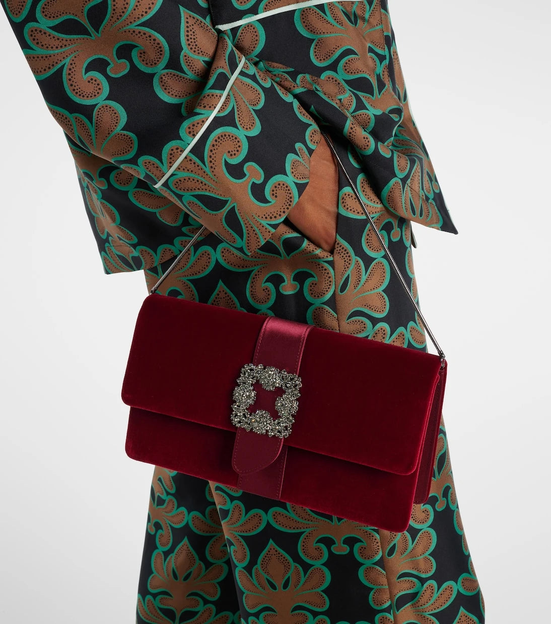 Manolo Blahnik - Capri embellished velvet clutch