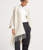 Brunello Cucinelli White Wool-Cashmere Reversible Poncho