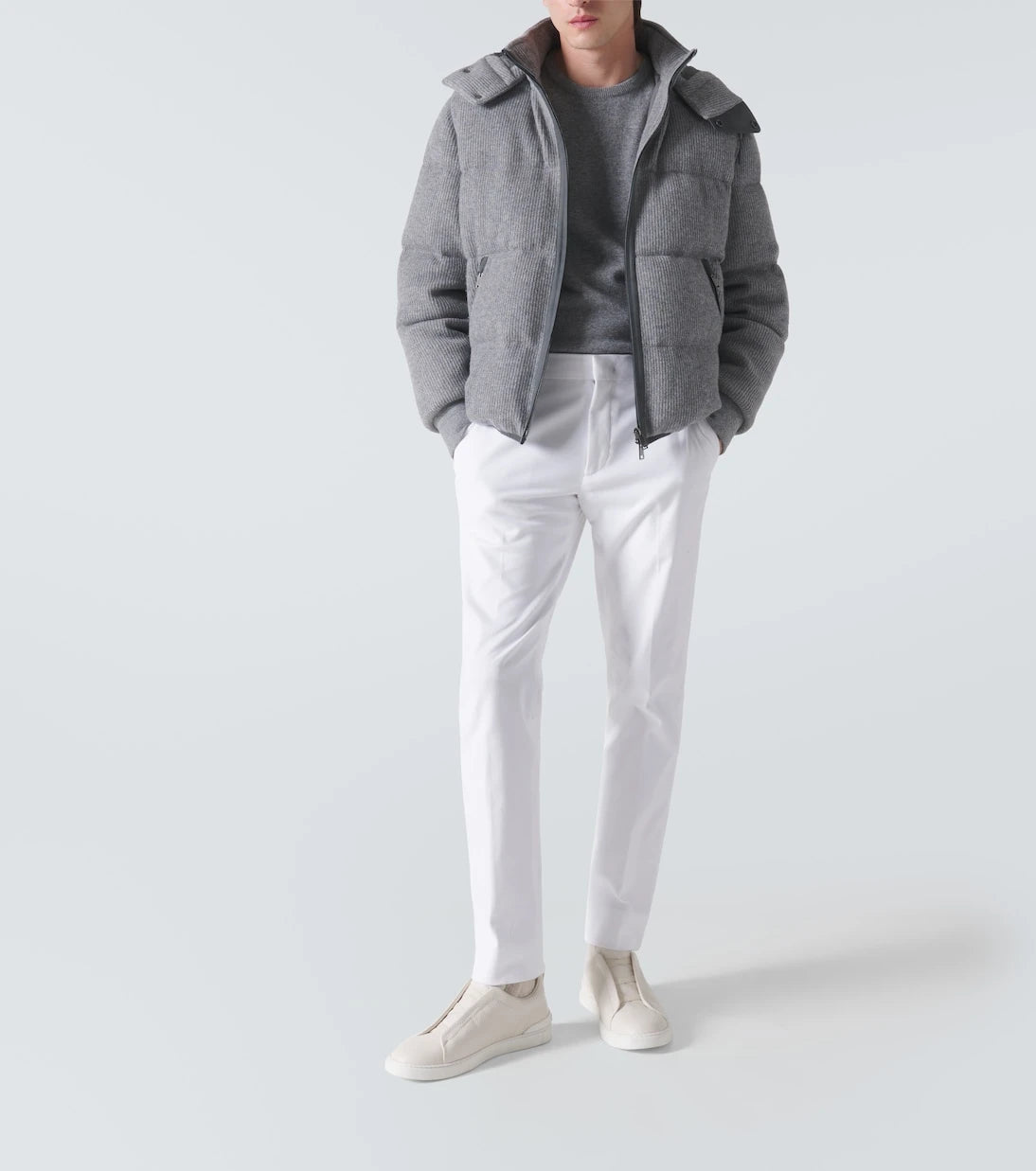 Zegna - Ribbed-knit cashmere-blend down jacket