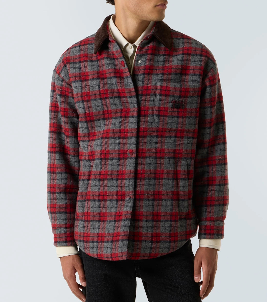 Miu Miu - Plaid virgin wool down overshirt