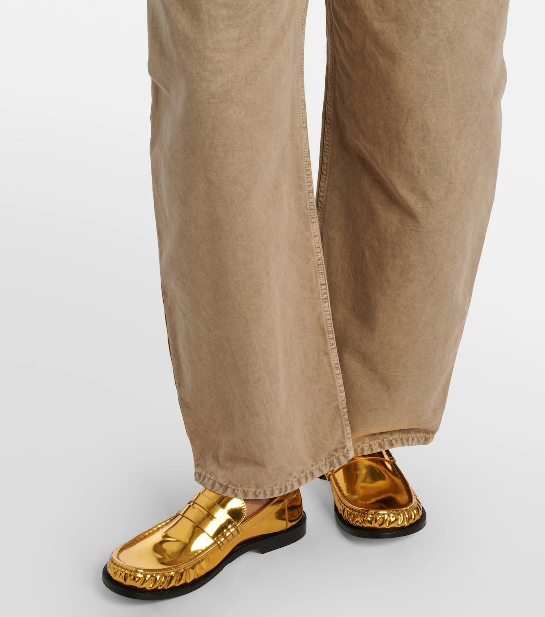Loewe - Yün şerit detaylı, bol paça jean pantolon