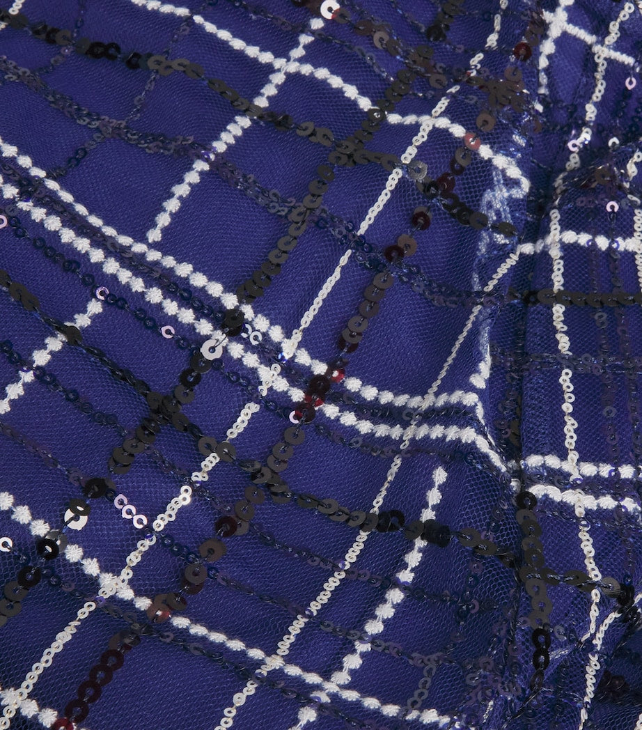 MAX&Co. Blue Sequin Check Mini Dress