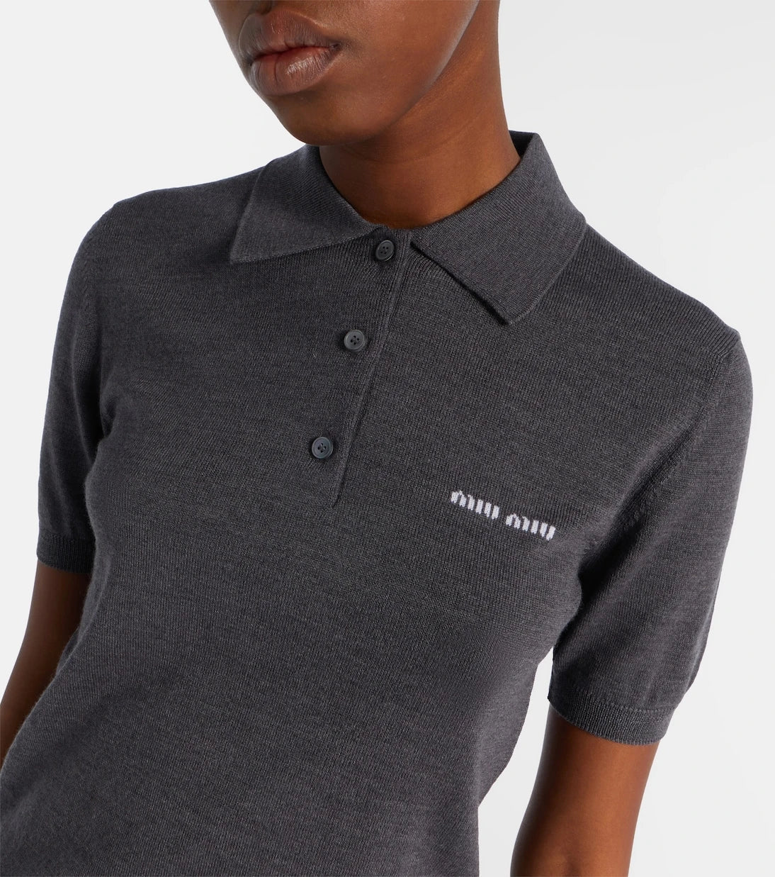 Miu Miu - Logo wool polo sweater