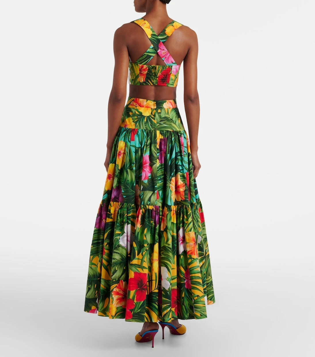 Dolce&Gabbana - Floral tiered cotton maxi skirt