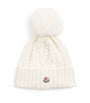 Moncler White Virgin Wool-Cashmere Pom-Pom Beanie