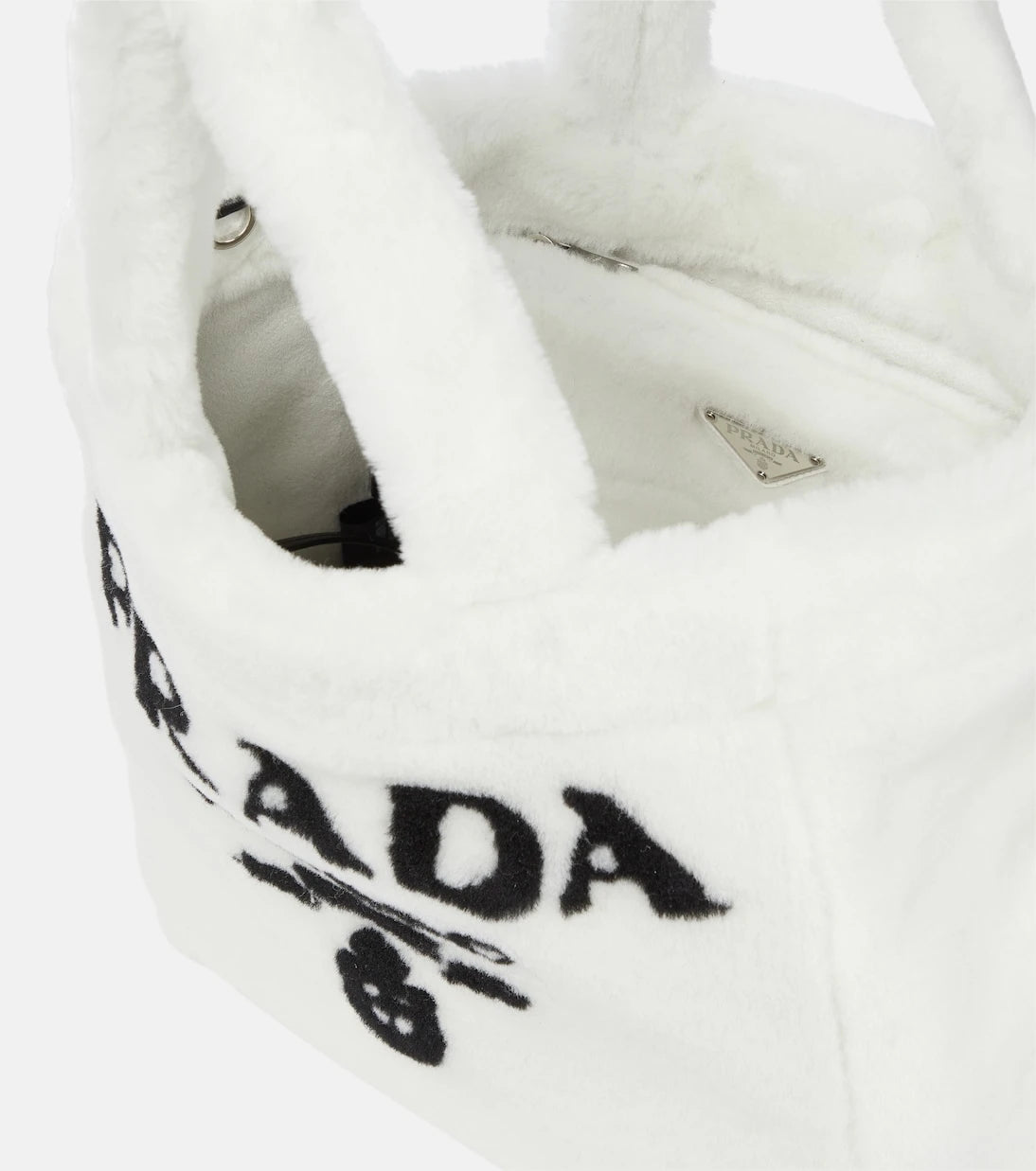 Prada - Medium logo shearling tote