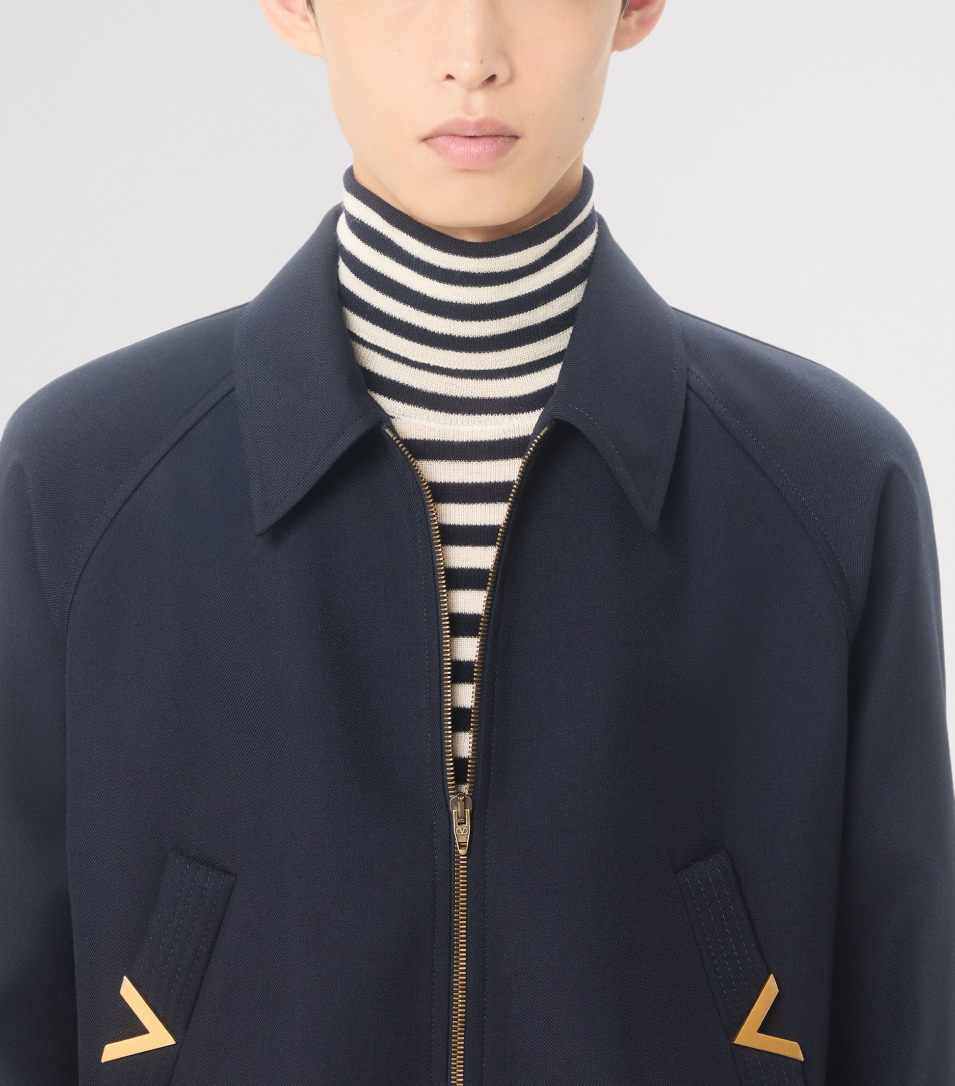 Valentino Garavani Blue Wool-Blend VLogo Bomber Jacket