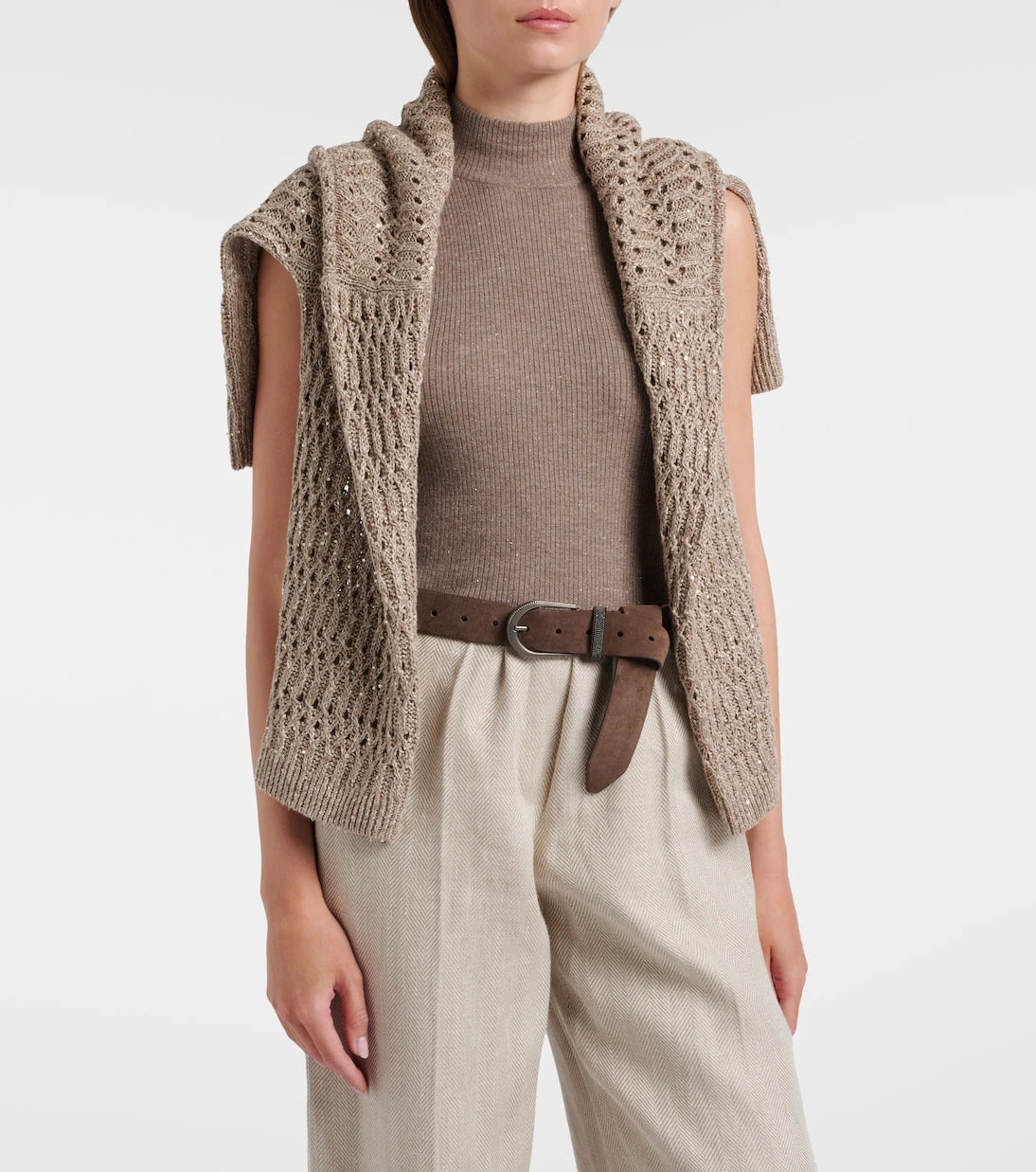 Brunello Cucinelli - Knitted lamé top