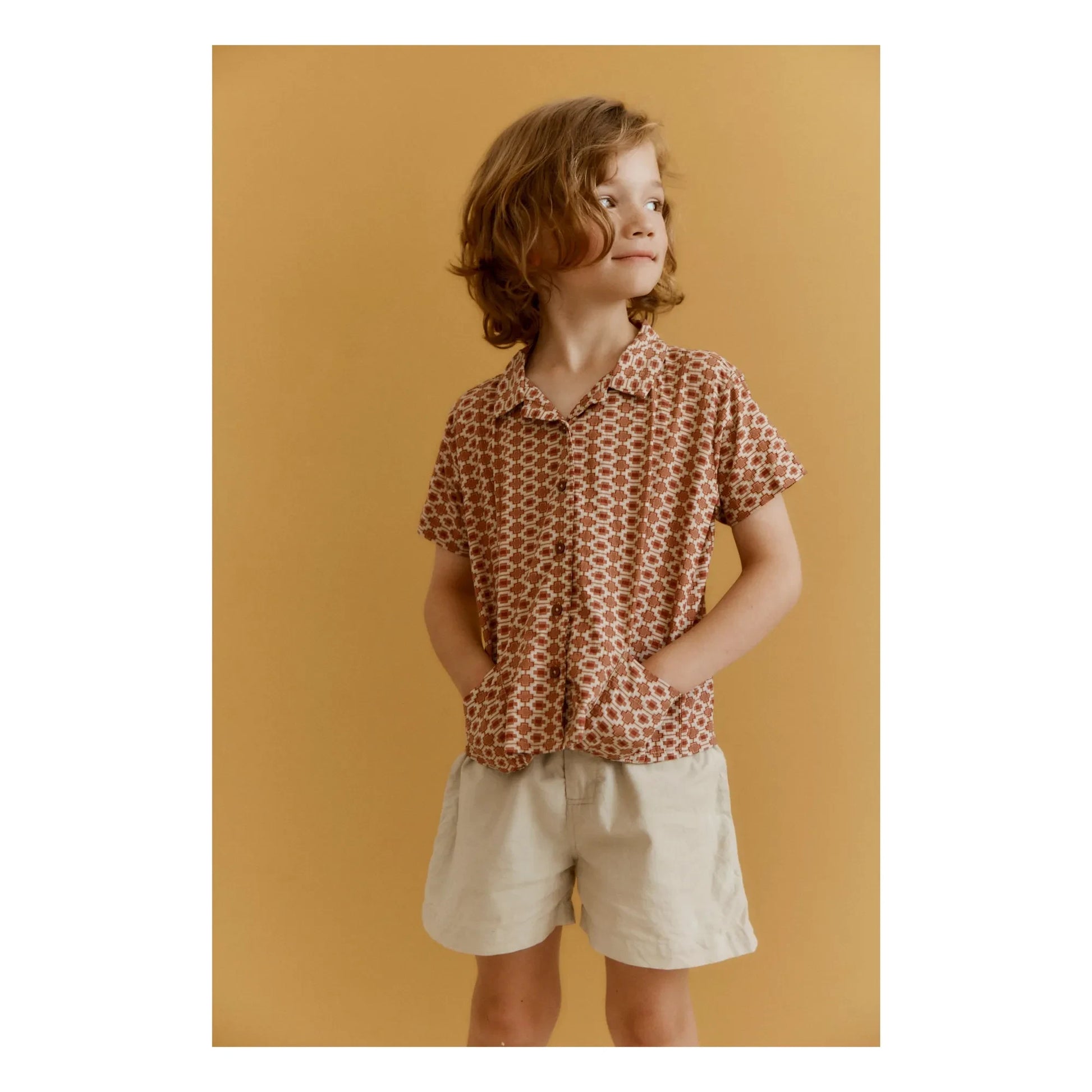 Caramel - Geometric Bamboo Shirt | Brick red