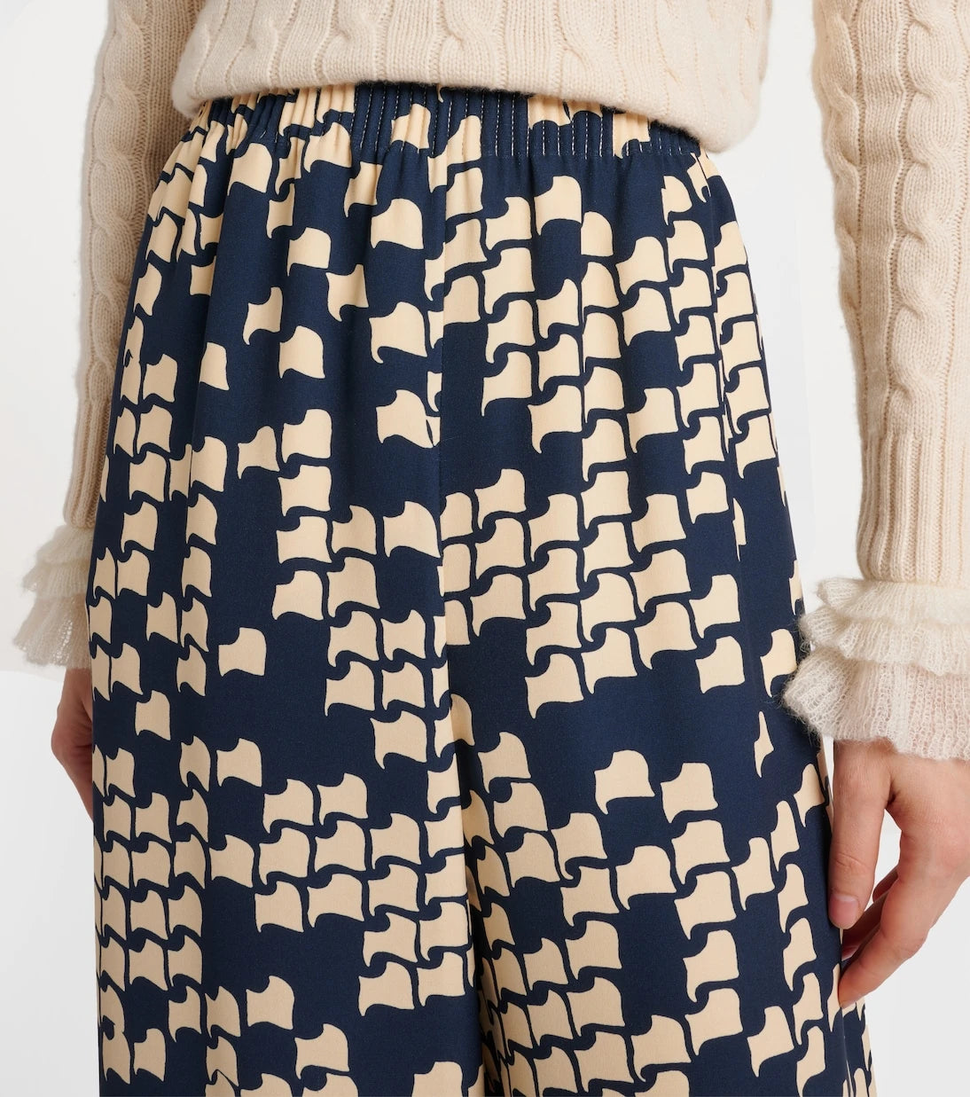 Valentino - Cady Couture printed wide-leg pants