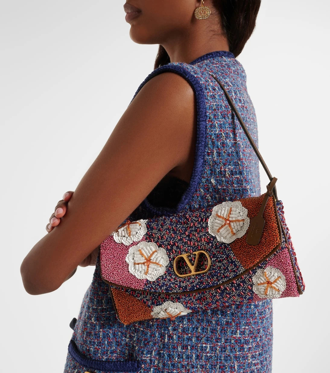 Valentino Garavani - DeVain Small floral embellished shoulder bag
