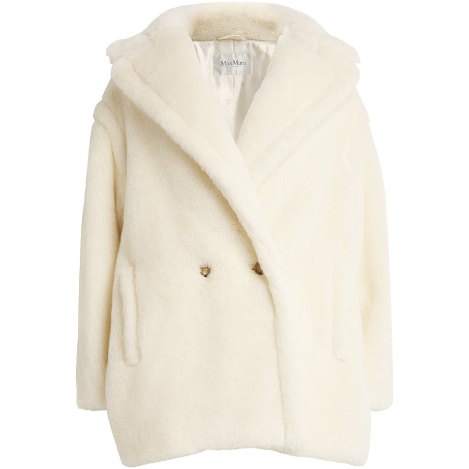 Max Mara White Alpaca-Wool-Silk Coat