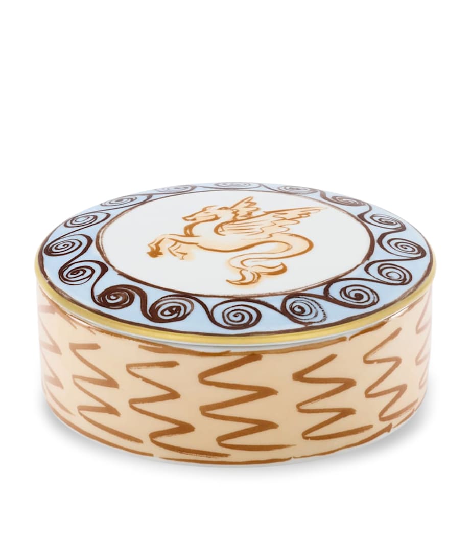 GINORI 1735 Porcelain Il Viaggio di Nettuno Round Trinket Box (13cm)