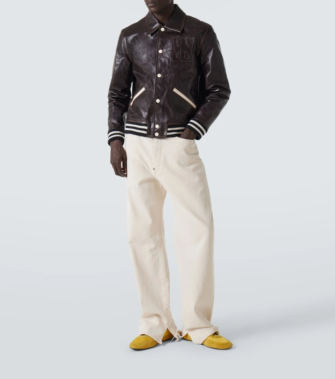 Wales Bonner - Prince leather varsity jacket