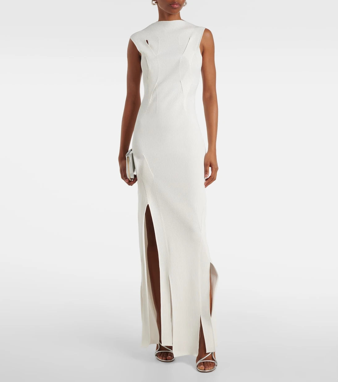 Victoria Beckham - Pleated ribbed-knit gown