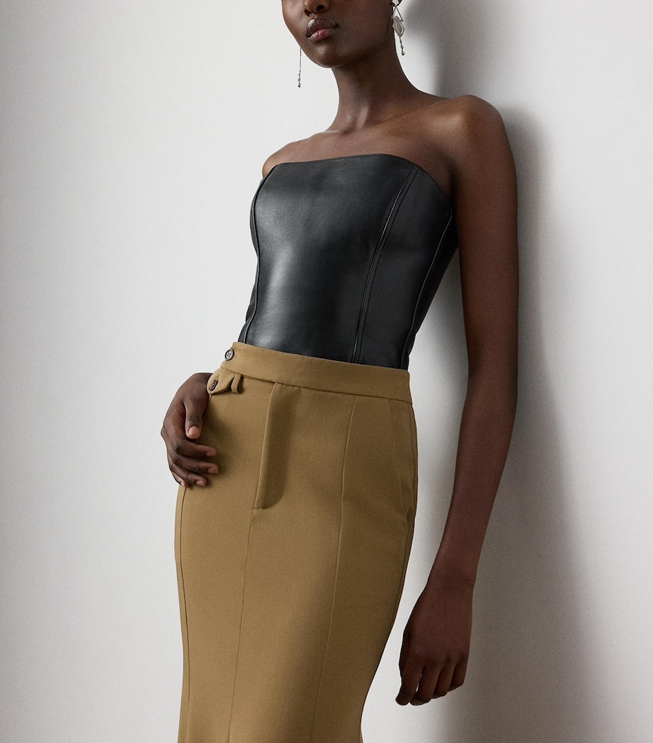 Ralph Lauren Collection Black Lambskin Gwyneth Bustier