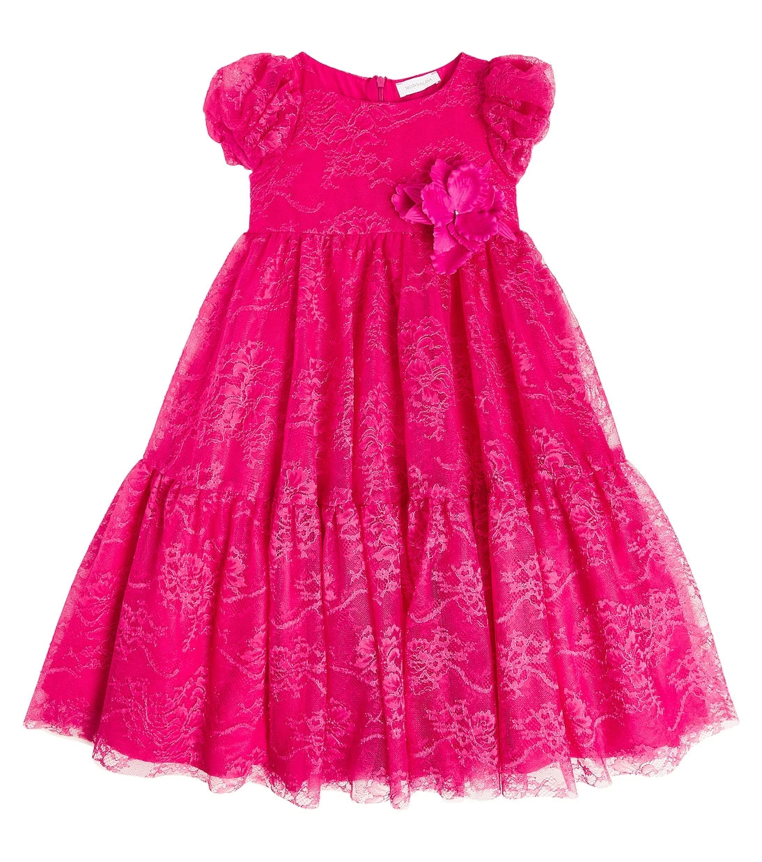 Monnalisa - Embellished puff-sleeve dress