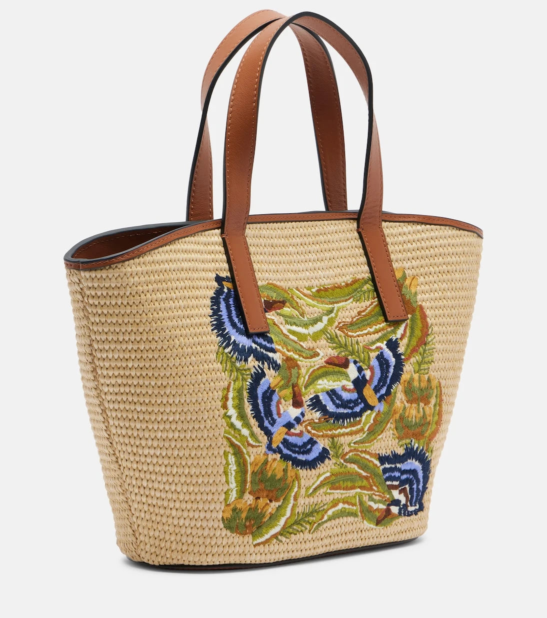Farm Rio - Basket Small leather-trimmed tote bag