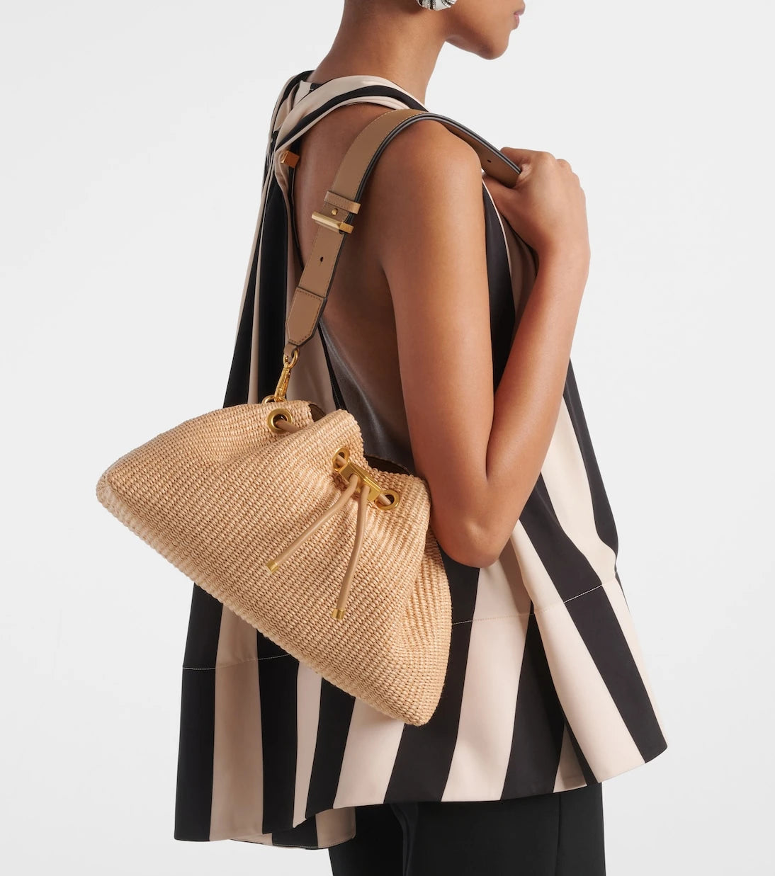 Jimmy Choo - Cinch M raffia shoulder bag