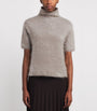 Soft Goat Beige Brushed Cashmere Short-Sleeve Sweater
