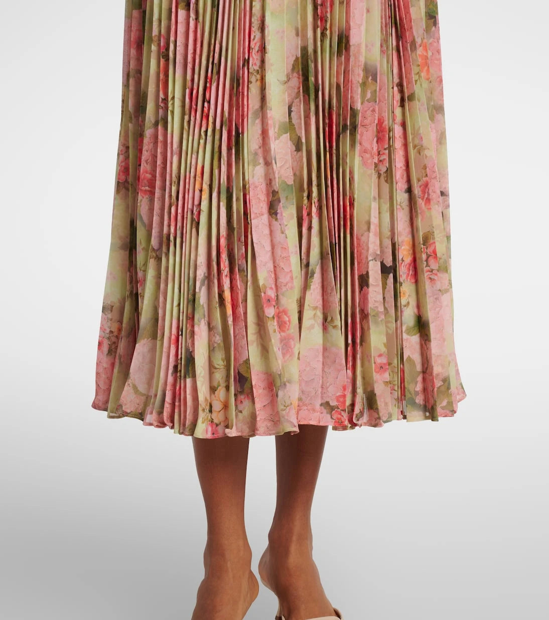 Max Mara - Floral plissé georgette midi dress