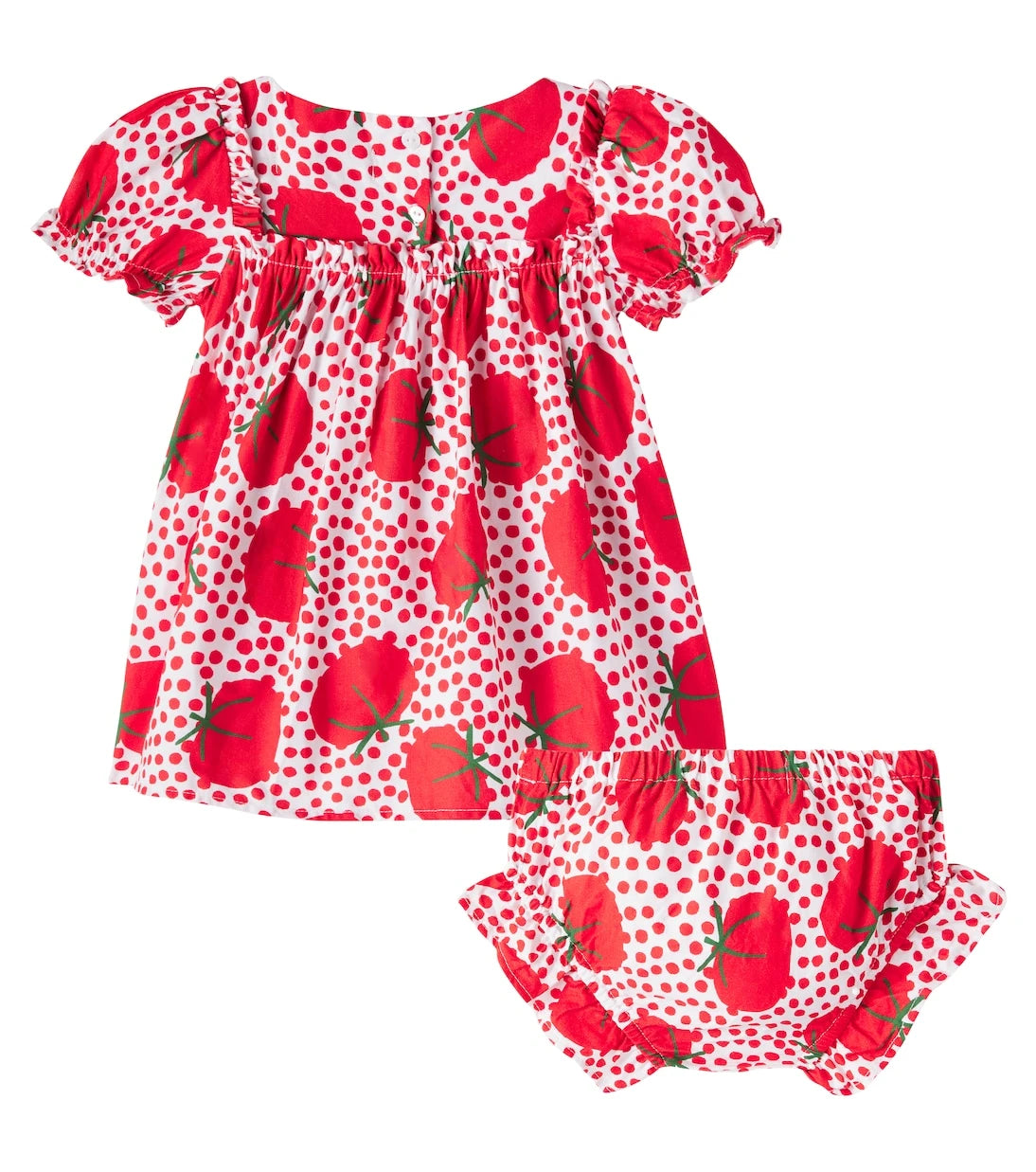 Fábula - Baby printed cotton dress and bloomers set
