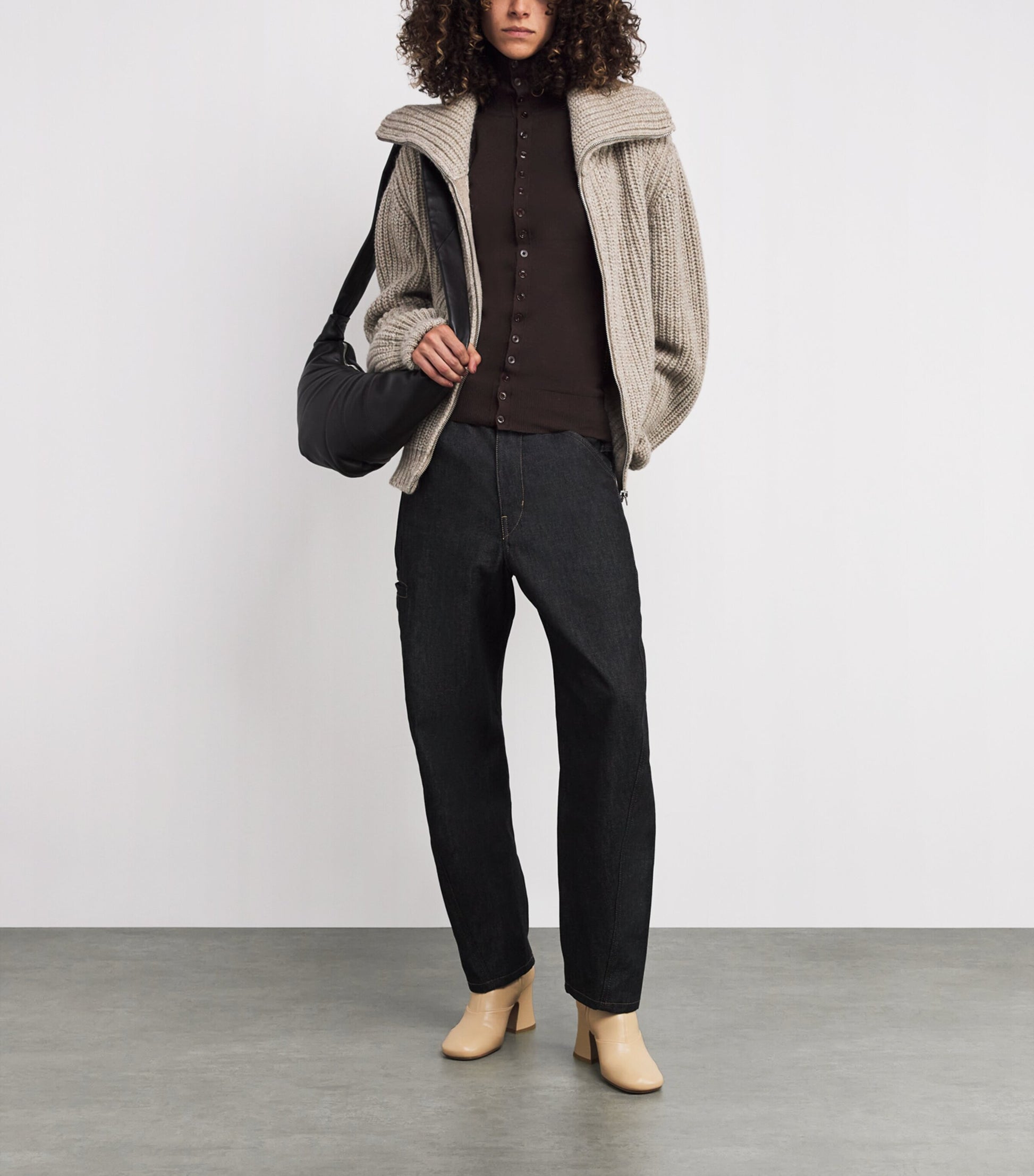 Purple Wool Collared Cardigan