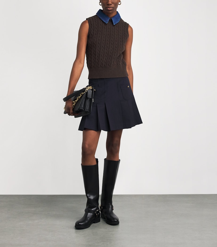 Wool-Blend Pleated Mini Skirt