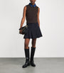 Blue Wool-Blend Pleated Mini Skirt