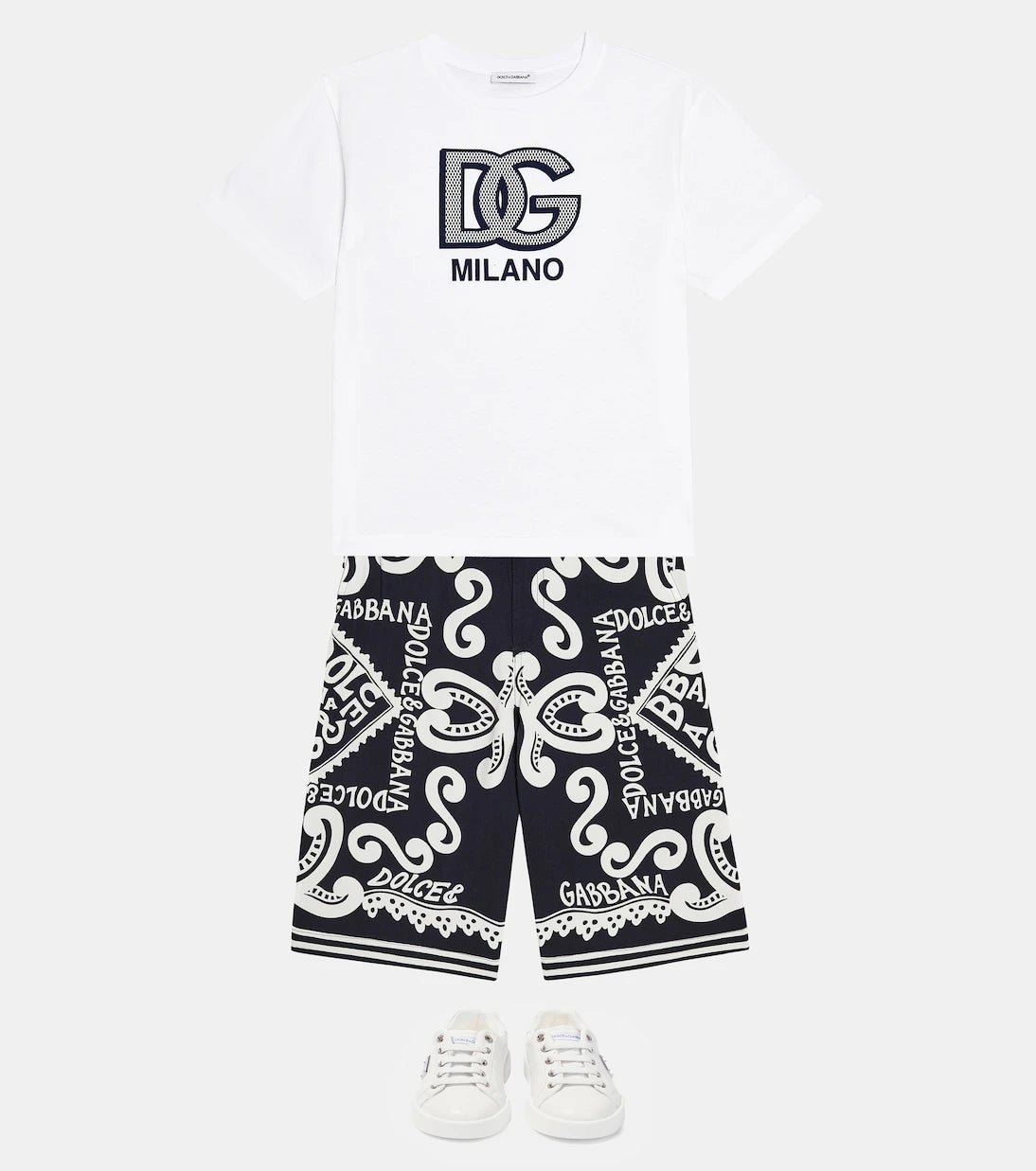 Dolce&Gabbana Kids - Logo printed cotton-blend Bermuda shorts