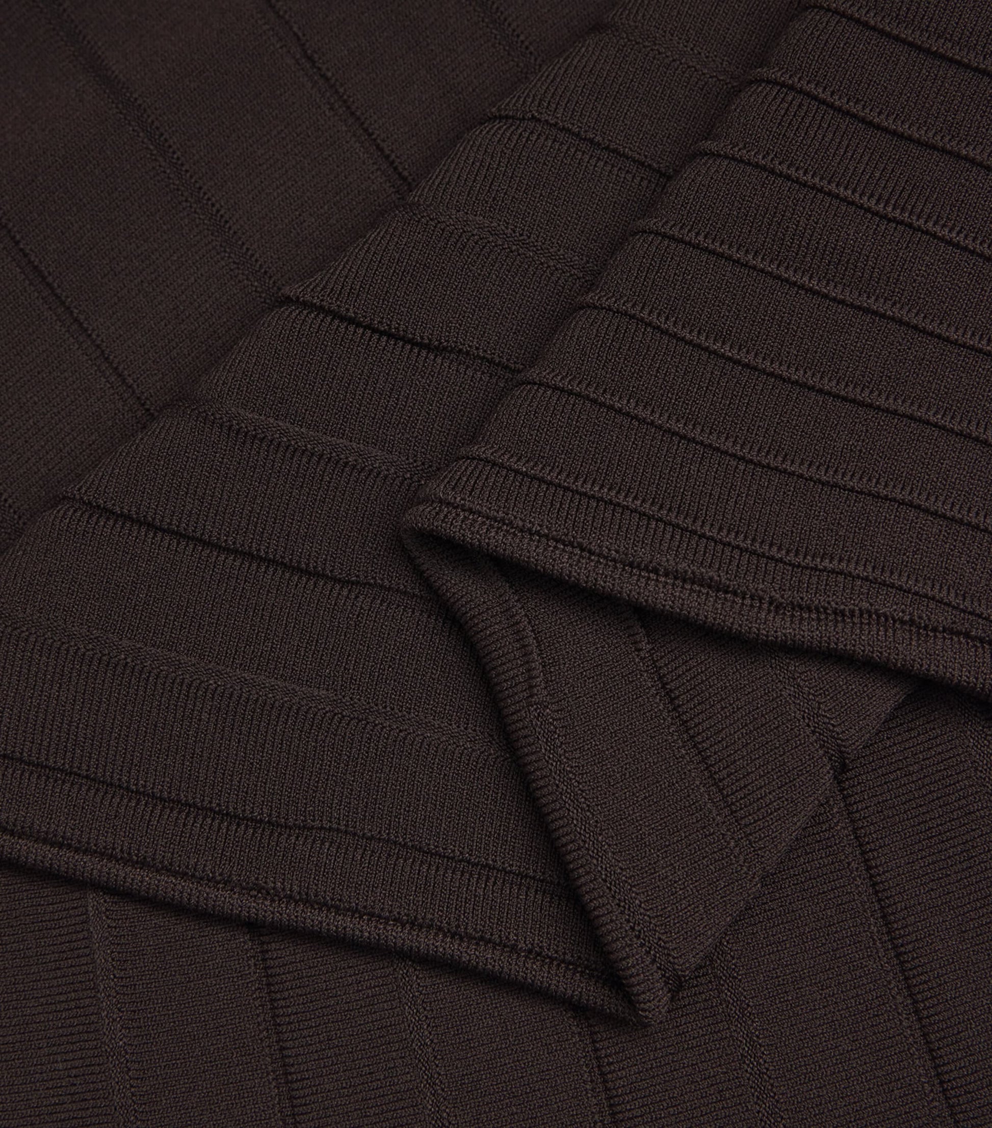 STAUD Brown Ribbed Lena Midi Skirt