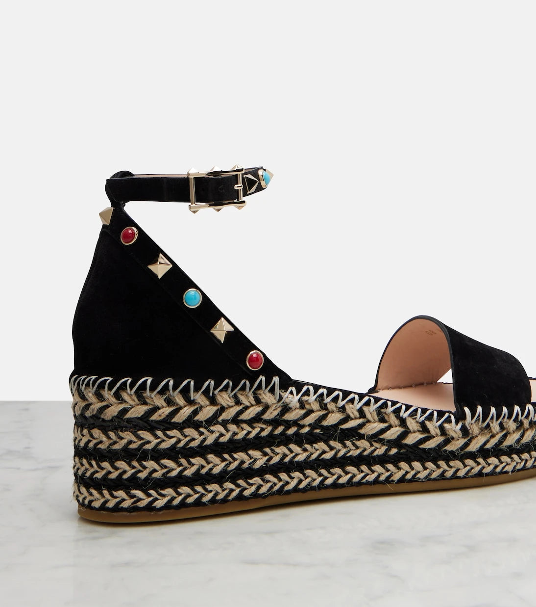 Valentino Garavani - Rockstud suede espadrille sandals