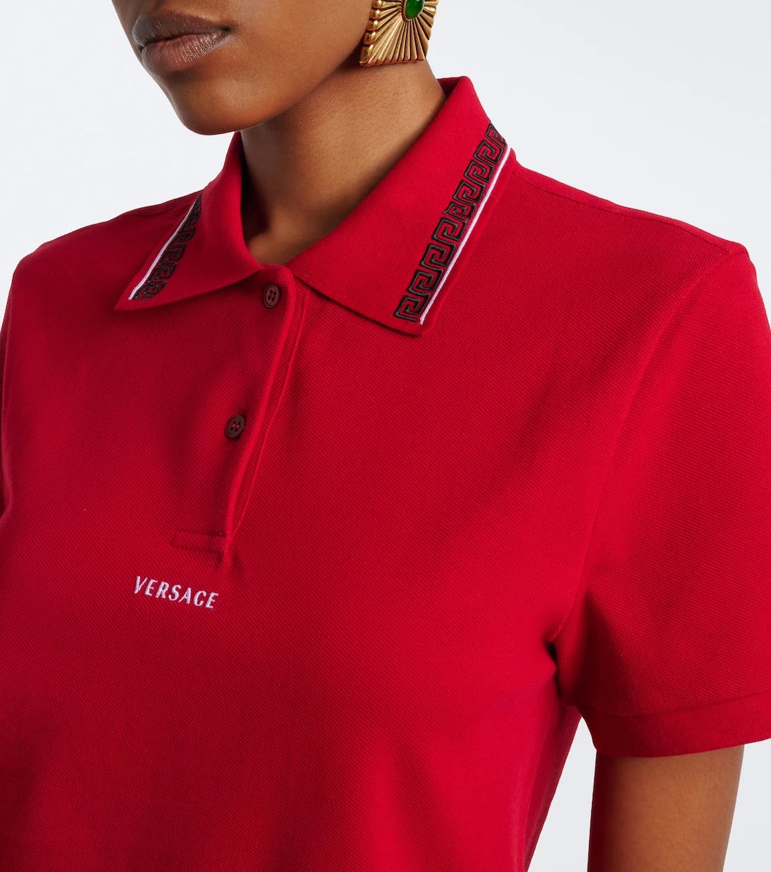 Versace - Greca cotton piqué polo shirt