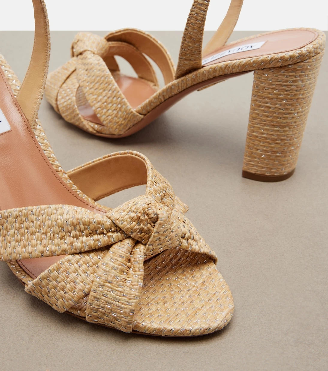 Aquazzura - Nina raffia slingback sandals