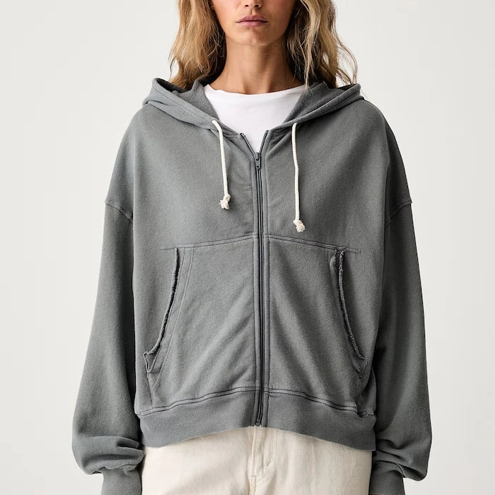 American Vintage капюшонlu fermuarlı kadın pamuklu sweatshirt