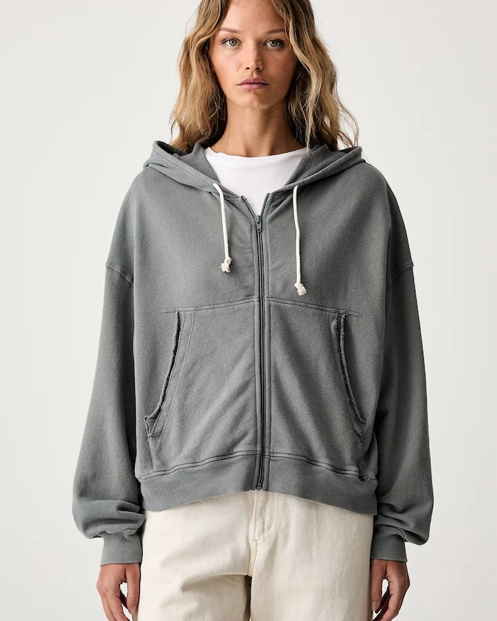 American Vintage капюшонlu fermuarlı kadın pamuklu sweatshirt